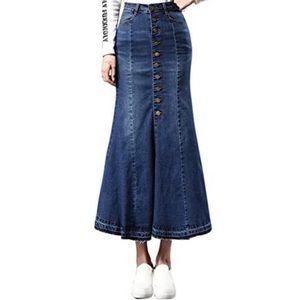 ChouYatou Mermaid Button Down Denim Skirt